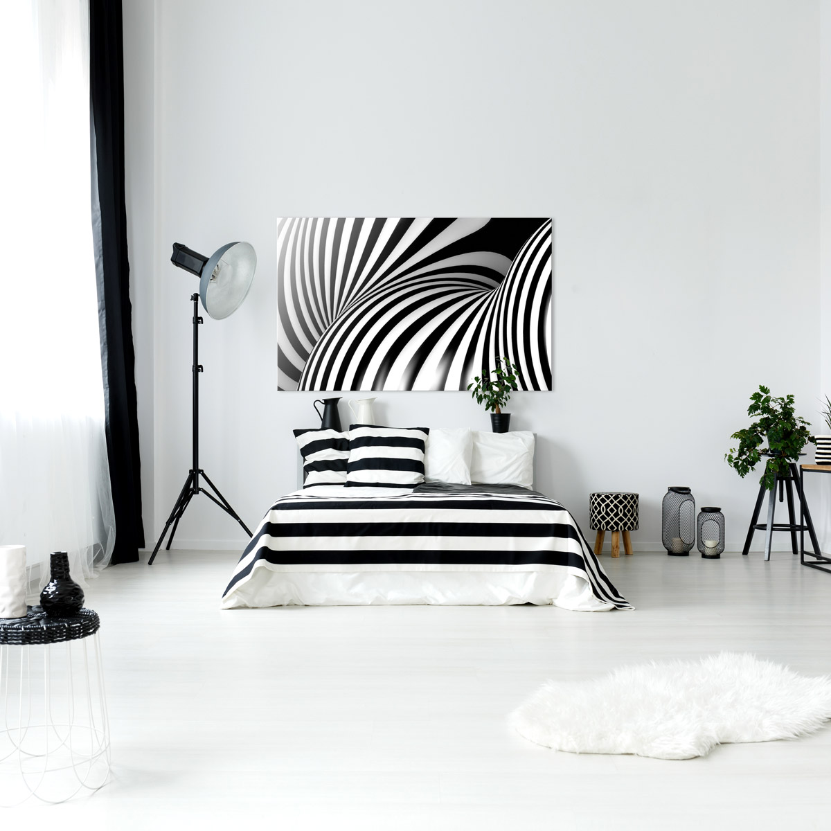 Quadri astratti bianchi e neri su tela, decorazioni moderne Q1189