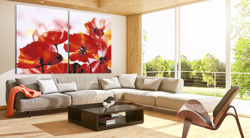 Triptyque tableau Floral : toile imprimée multi panneaux